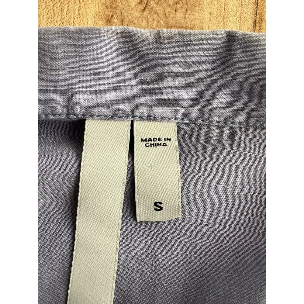 Debra DeRoo Collar Button Up Jacket Lightweight Silk Linen Blend Periwinkle S - Picture 8 of 12